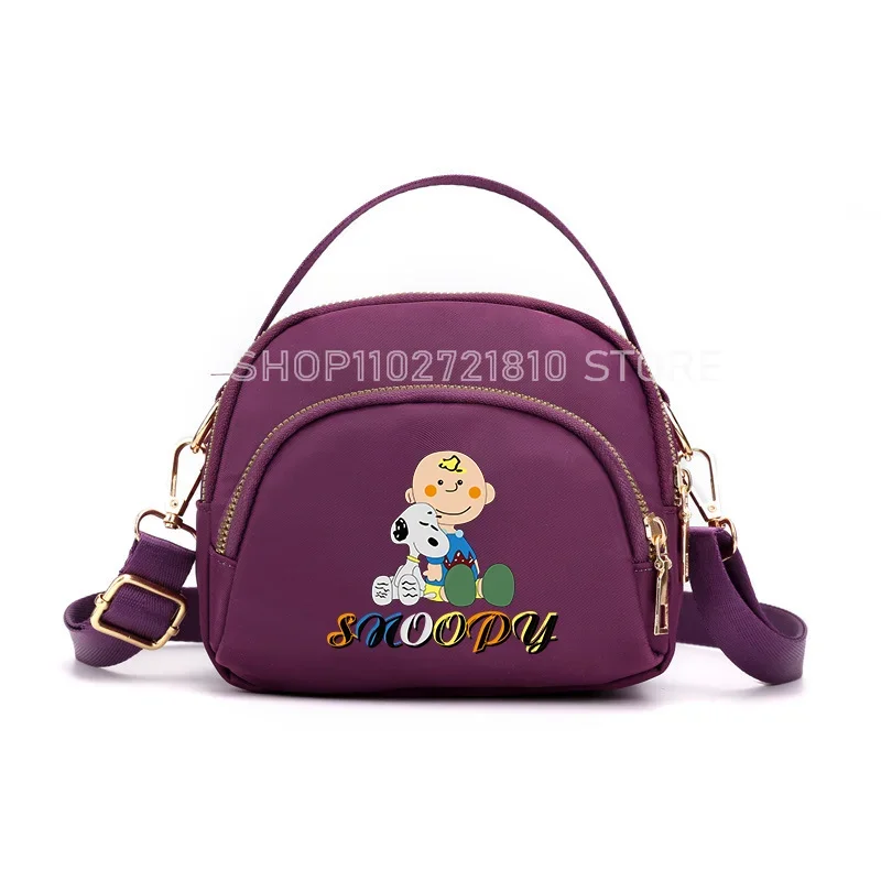 Сумка на плечо Snoopy с героями мультфильмов, аниме, мини-портфель, повседневная сумка из нейлоновой ткани, женская сумка через плечо с карманами, простой кошелек для монет