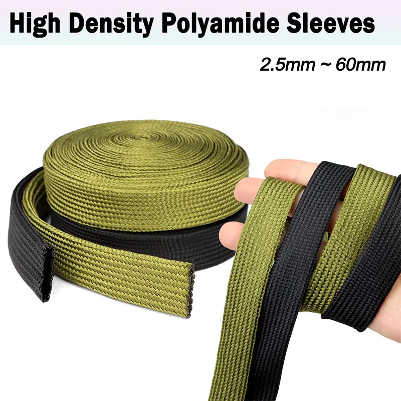 2/5/10M Polyamide Braided Cable Sleeve 2.5mm ~ 60mm High Density Expandable Insulated Flame Retardant Protection Wire Sleeving