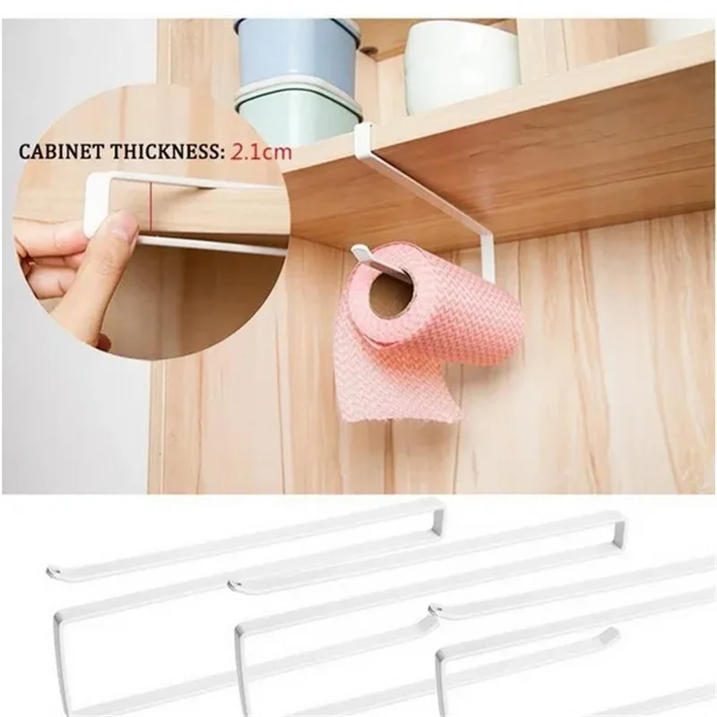 Paper Roll Holder Towel Rack Cling Film Storage Rack Bathroom No Punching Storage Rack Hanging Shelf Kitchen Tissue Accessories