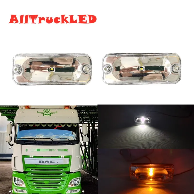 2Pcs LED White Lights For DAF DAF truck XF95 XF105 XF106 XF530 CF85 sunvisor Lights 1328868 1456470  DAF sunvisor Light Emark