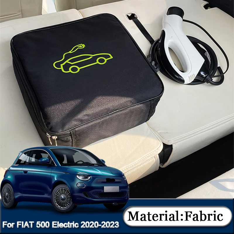 

For FIAT 500 Electric 2020-2022 2023 Car Charging Cable Storage Bag Charger Plugs EV Sockets Equipment Organizer Bag Waterproof