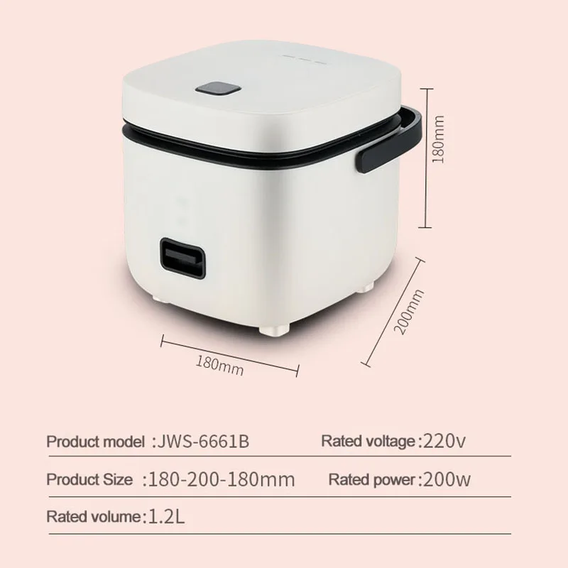 1.2L Electric Rice Cooker Food Steamer Cooking Pot Mini Portable Heating Lunch Box Noodles Hot Pot Non-stick Food Cooker 220V