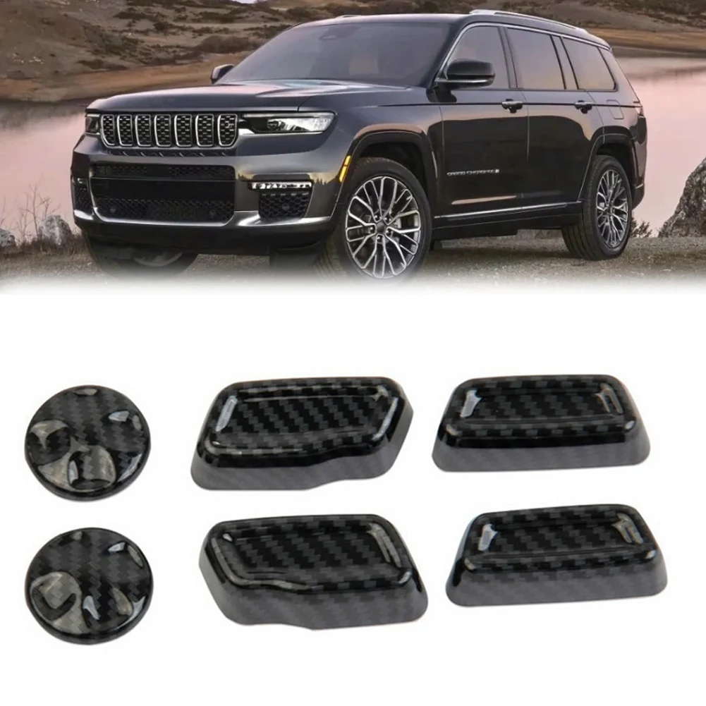 Car Carbon Fiber Seat Adjustment Buttons Decals Decoration Cover Trim for Jeep Grand Cherokee 2021 2022