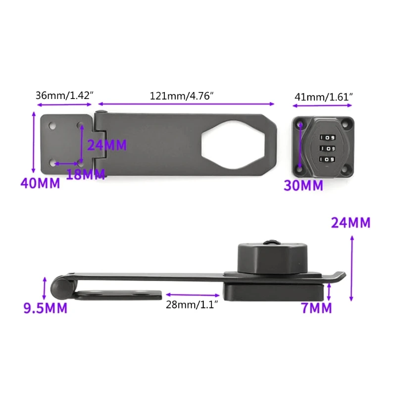 3Digit Combination Lock Password Safety Cabinet Hasp Lock Aluminum Alloy File Cabinet Lock AntiTheft Drawer Lock