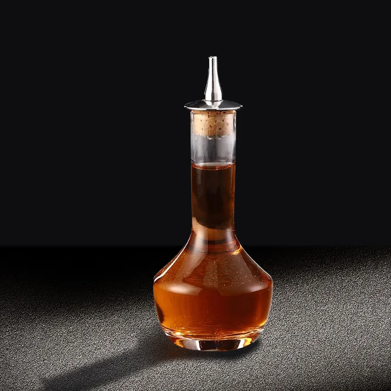 Vintage Glass With Stainless Steel Caps Cocktail Bitters Bottles With Cap Kitchen Seasoning Tools Bar Bartender Accessories