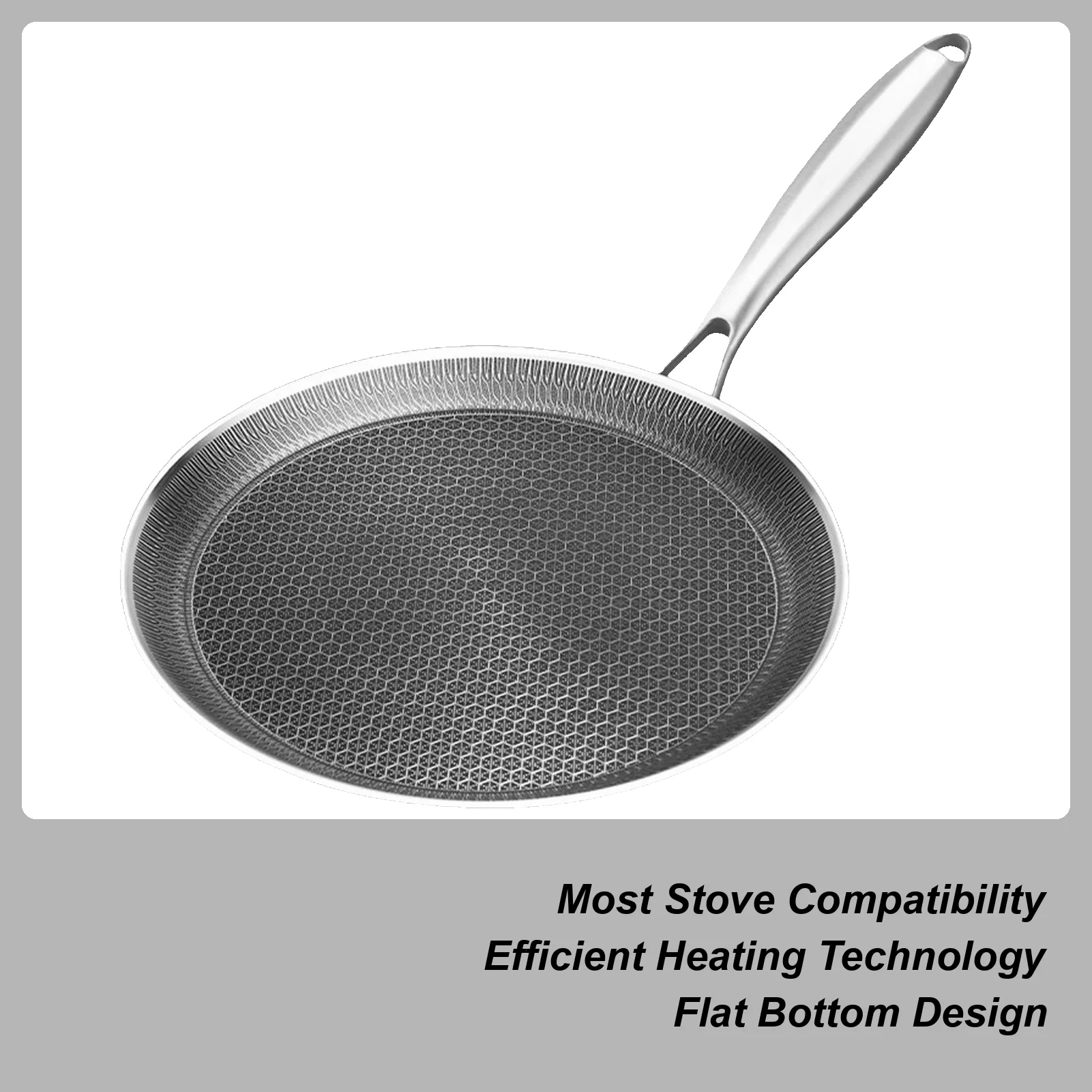 Pancake Pan Honeycomb Coating Stainless Grill Non-Stick Flat Frying Pan For Egg Cooking Outdoor Barbecue Stove Cooktop Kitchen