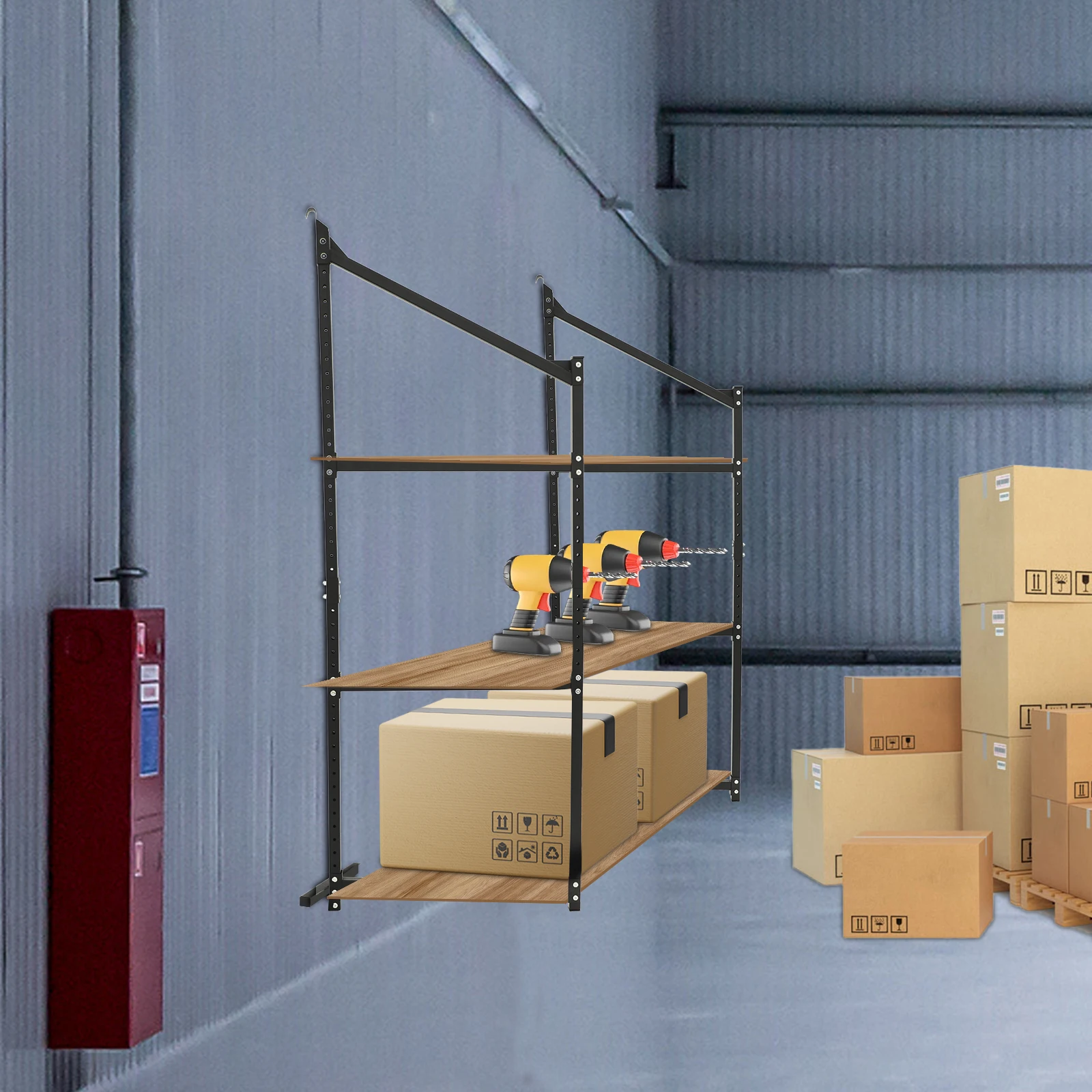 2 قطعة دعامات أرفف من 3 طبقات، سعة تحميل 110 رطل، دعامات رف مثبتة على الحائط ذات قوة صناعية، دعامات مثلثة معززة