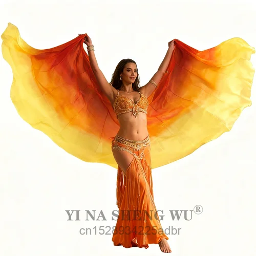 Imagen 2 del producto 100% velo de seda auténtica para mujer, chal, bufanda, accesorio de disfraz, danza del vientre, velo Natural puro, velo de seda teñido personalizado, marrón