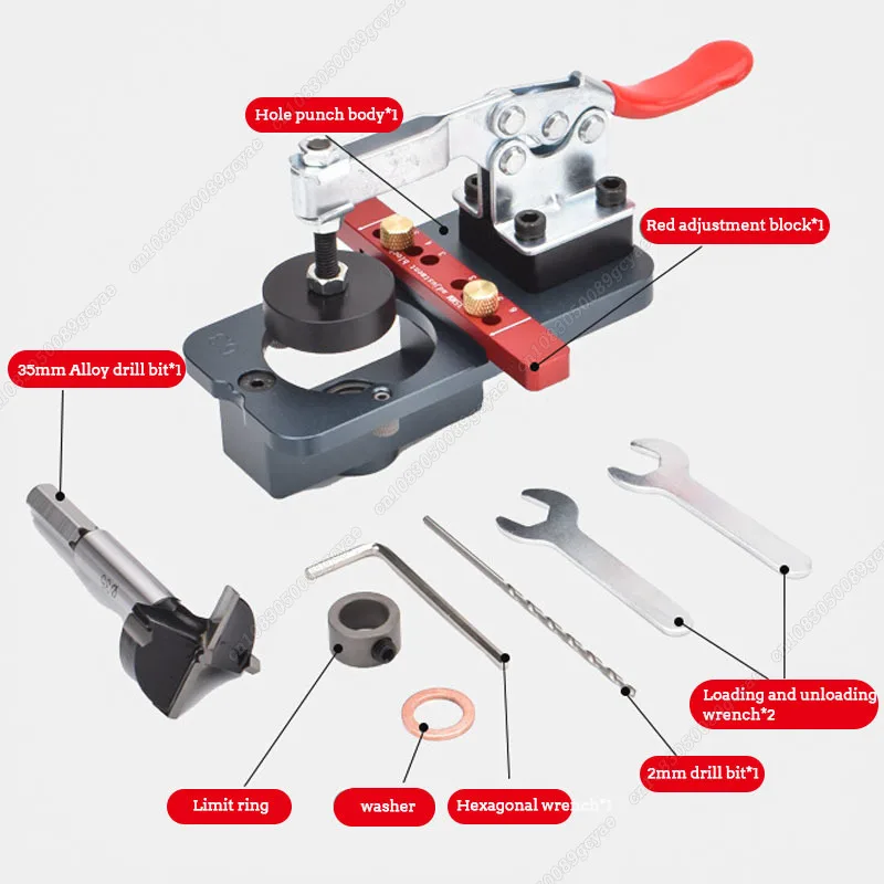 Concealed Hinge Jig And 26mm/35mm Hinge Boring Bit Woodworking Drilling Guide Locator With Fixture For Cabinet Cupboard Door