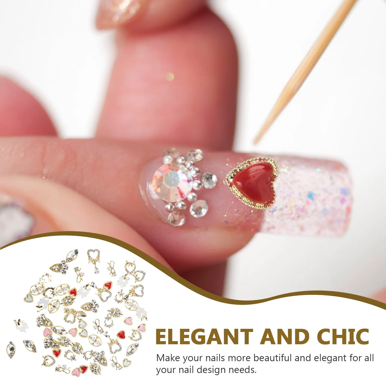 

60 шт. подвесок-шармов для ногтей, милые украшения для маникюра, профессиональные принадлежности для домашнего использования, ювелирные украшения для ногтей, декор для маникюра