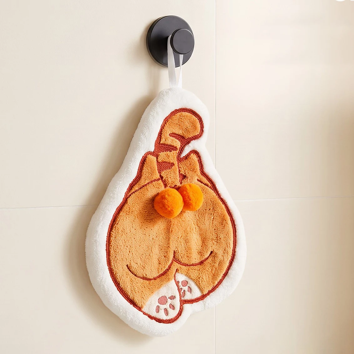 Cat Hand Towel Hanging Handkerchief Towel for Bathroom Kitchen Thick Absorbent Cleaning Cloth Accessories