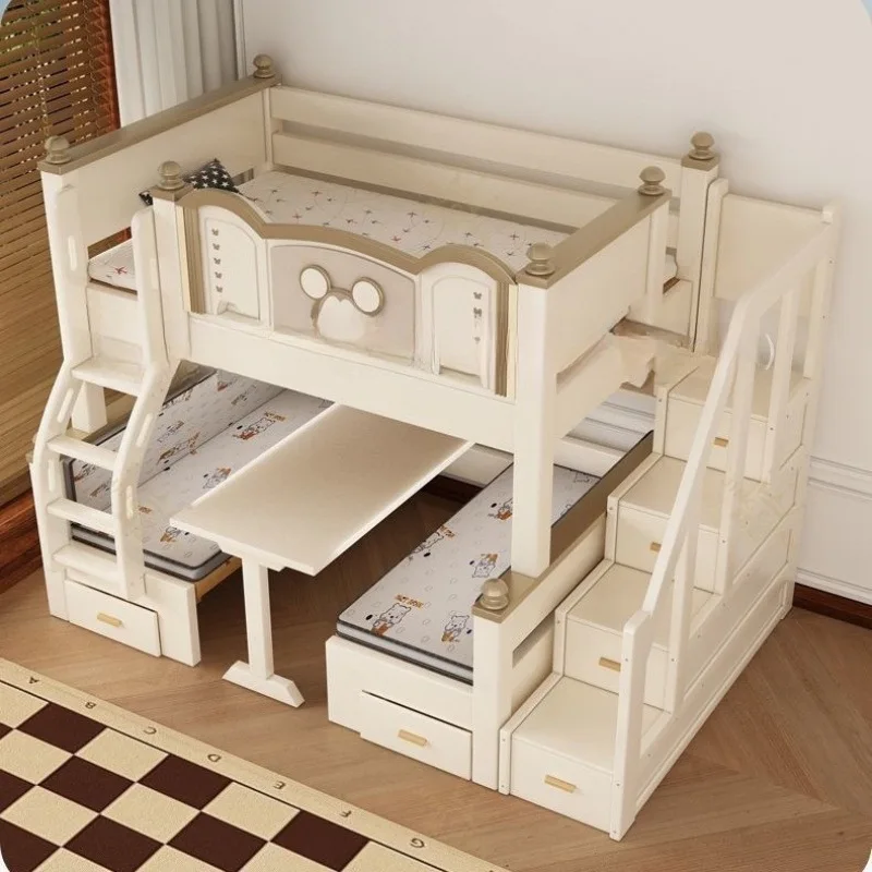Fine crown solid wood bold upper and lower beds, upper and lower tables, children's mother and child beds, household multi
