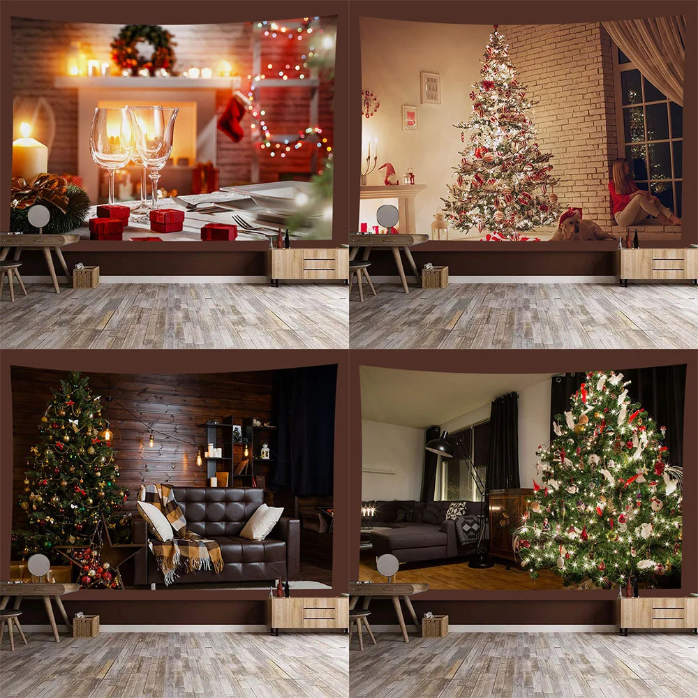 Happy New Year and Christmas series pattern tapestry home bedroom living room personalized decoration background cloth 