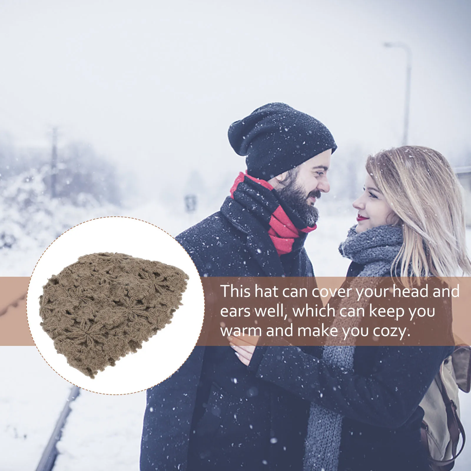 قبعة بيريه محبوكة دافئة للنساء على شكل زهرة مجوفة، قبعة شتوية مريحة وخفيفة الوزن للمشي لمسافات طويلة والتخييم والرياضات