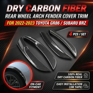 For Toyota GR86 Subaru BRZ 2022 2023 4-Piece Dry Carbon Fiber Rear Wheel Arch Mudguard Overlay Trim Set