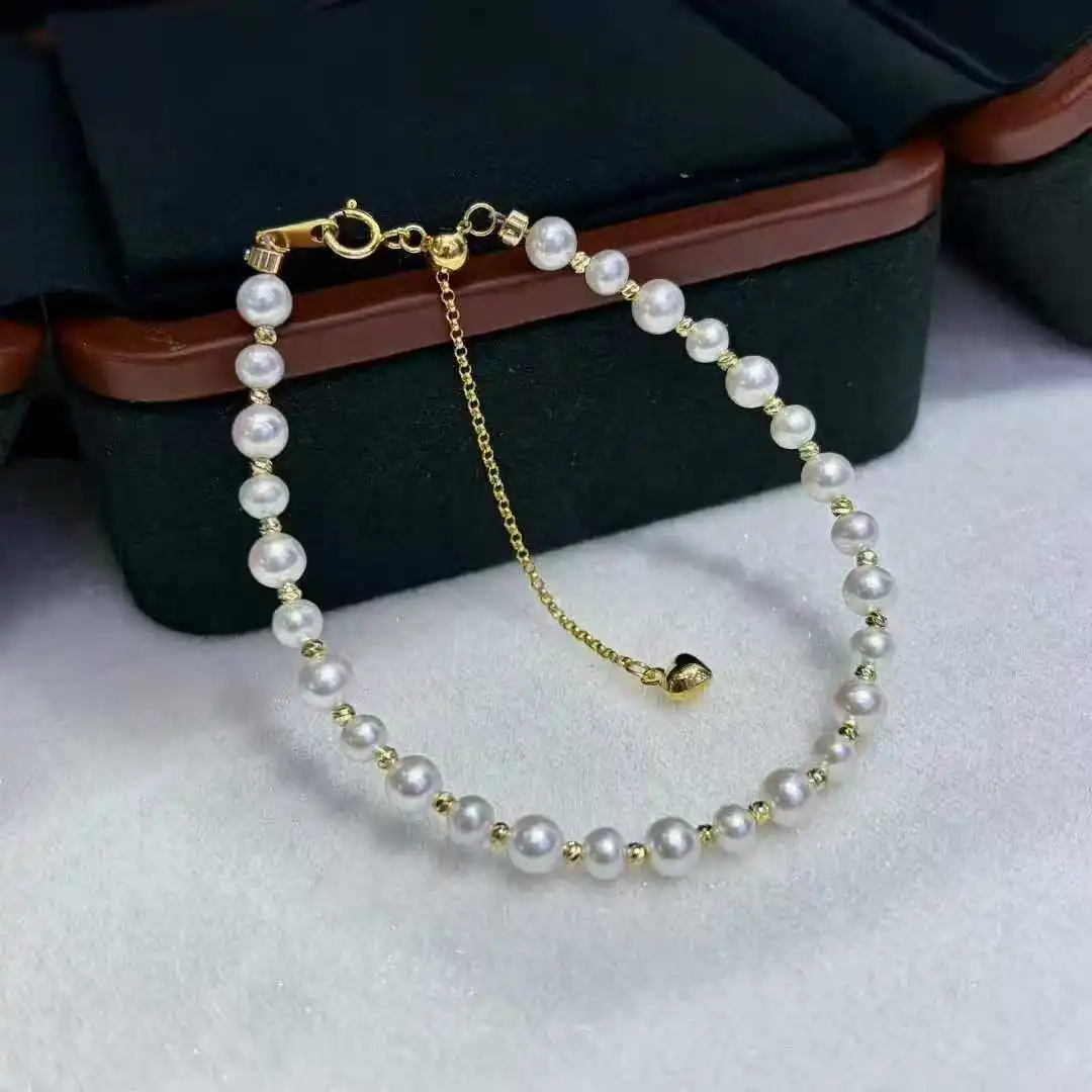 

Браслет из натурального пресноводного жемчуга с сертификатом, подарок для женщин на день рождения или годовщину, украшение на запястье из серебра 925 пробы с бусинами