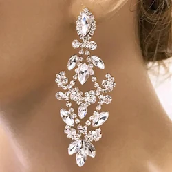 Romantic Boho Design Bridal Dangle Earrings Luxury Jewelry for Wedding Elegant Gift Rhinestone Wedding Earrings for Women Party