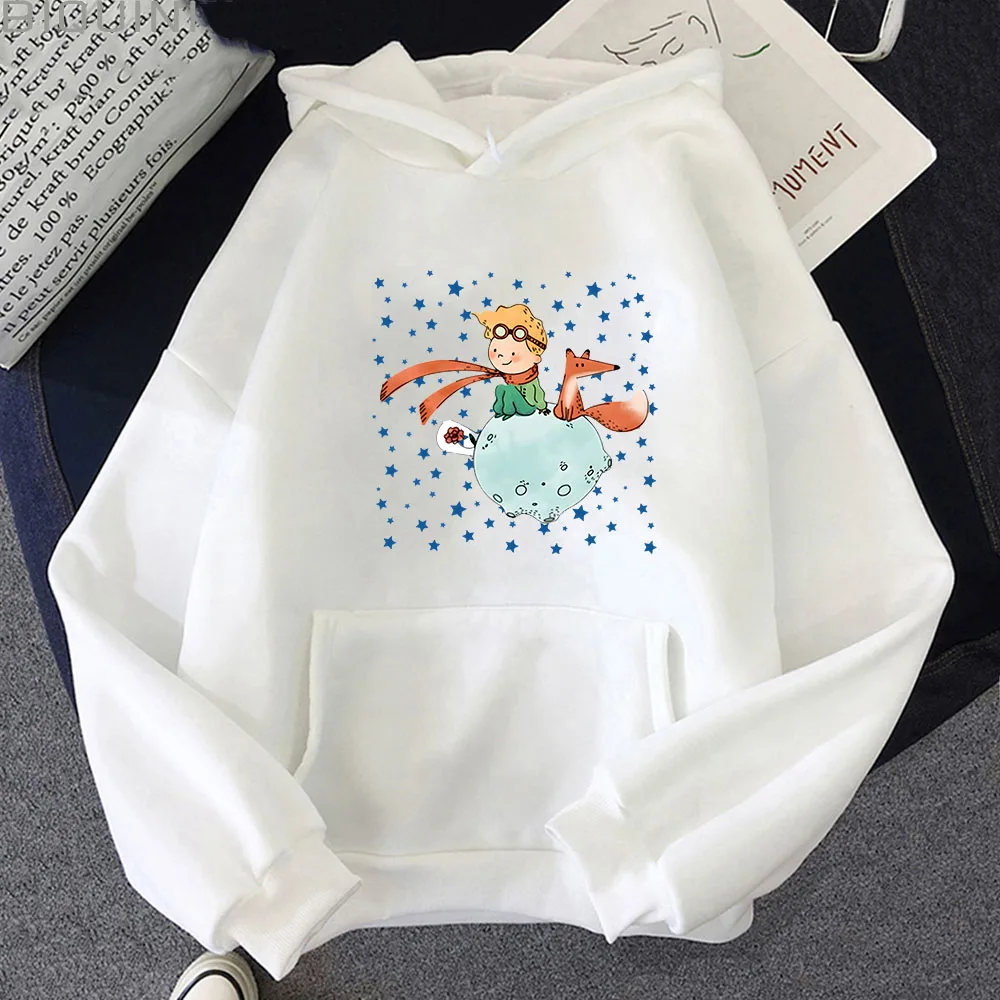 Little Prince and Fox Hoodies Men Casual Sweatshirts Kawaii Cartoon Printing Hoody Cute Clothes for Girls Graphic Hooded Tops