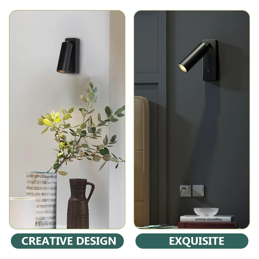 

LED Wall Reading Spotlight Adjustable Aluminum Bedside Lamp for Bedroom Study Living Room Swivel Wall-Mounted Sconce Light