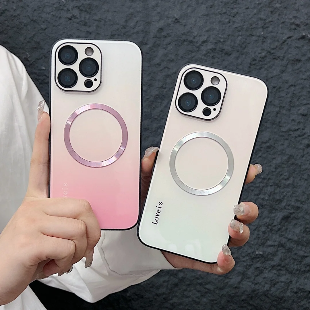 

For iphone 16 Pro Plus Max Case Magsafe Gradient Camera Lens Protector Full Protection Shock-Proof Cover