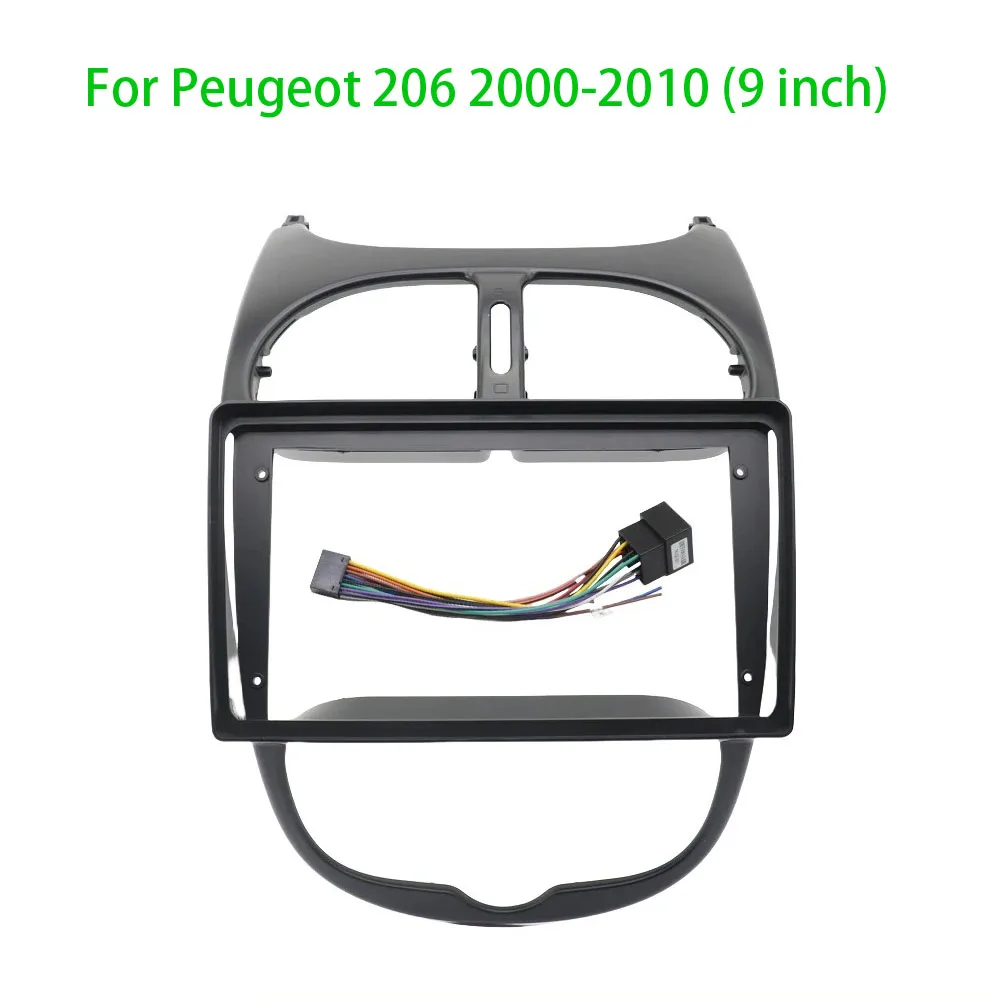 Car Radio DVD Player Fascias Frame for Peugeot 206 2000-2010 9 inch touch screen navigation panel Android