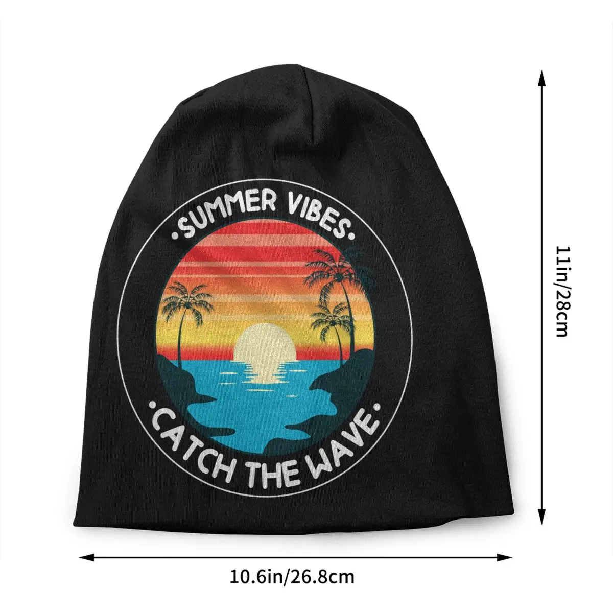 Custom Summer Vibes Catch The Wave Beanie Cap Unisex Winter Bonnet Femme Knit Hats Outdoor Surfing Surfer Skullies Beanies Hats