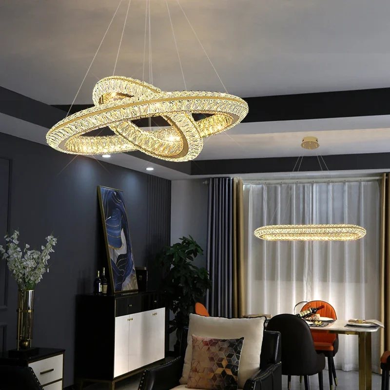 Imagem -05 - Luxo Crystal Led Pendant Lights Villa Living Sala de Jantar Iluminação Decor Chandelier Lamp Interior Hotel Bar Luzes Fixture