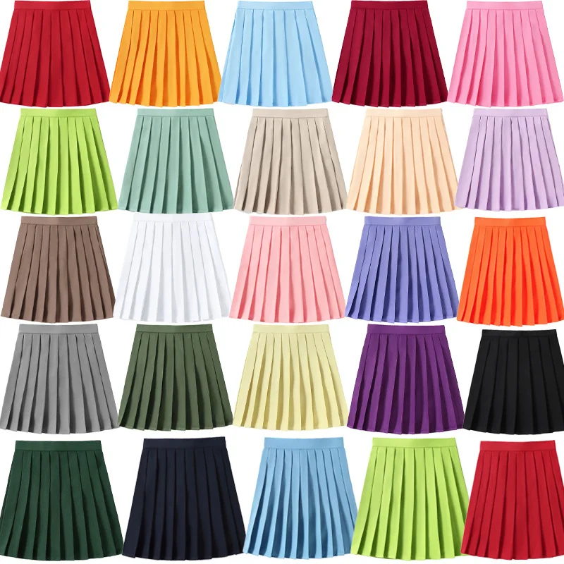

Women Skirt New Sweet Pleated Japanese Style Muti-color Skirt