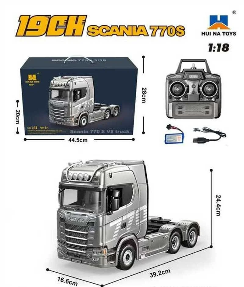 

Huina 1501 2025 New Scania Remote Control Heavy Truck Trailer Model Traction Car Advanced High end Toy Children Adult