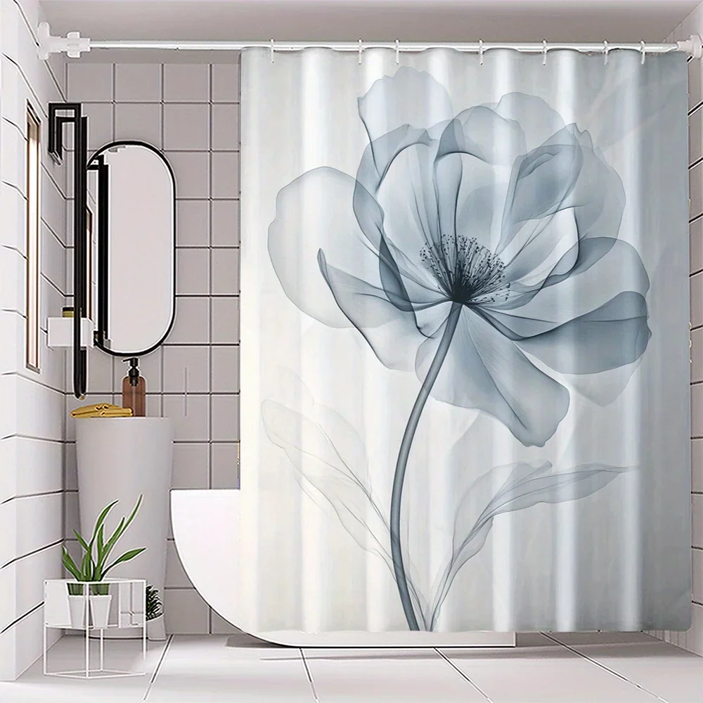 

1 шт., водонепроницаемая перегородка для ванны из полиэстера с цифровой печатью и крючками, тканая водостойкая драпировка для ванной комнаты, всесезонный декор