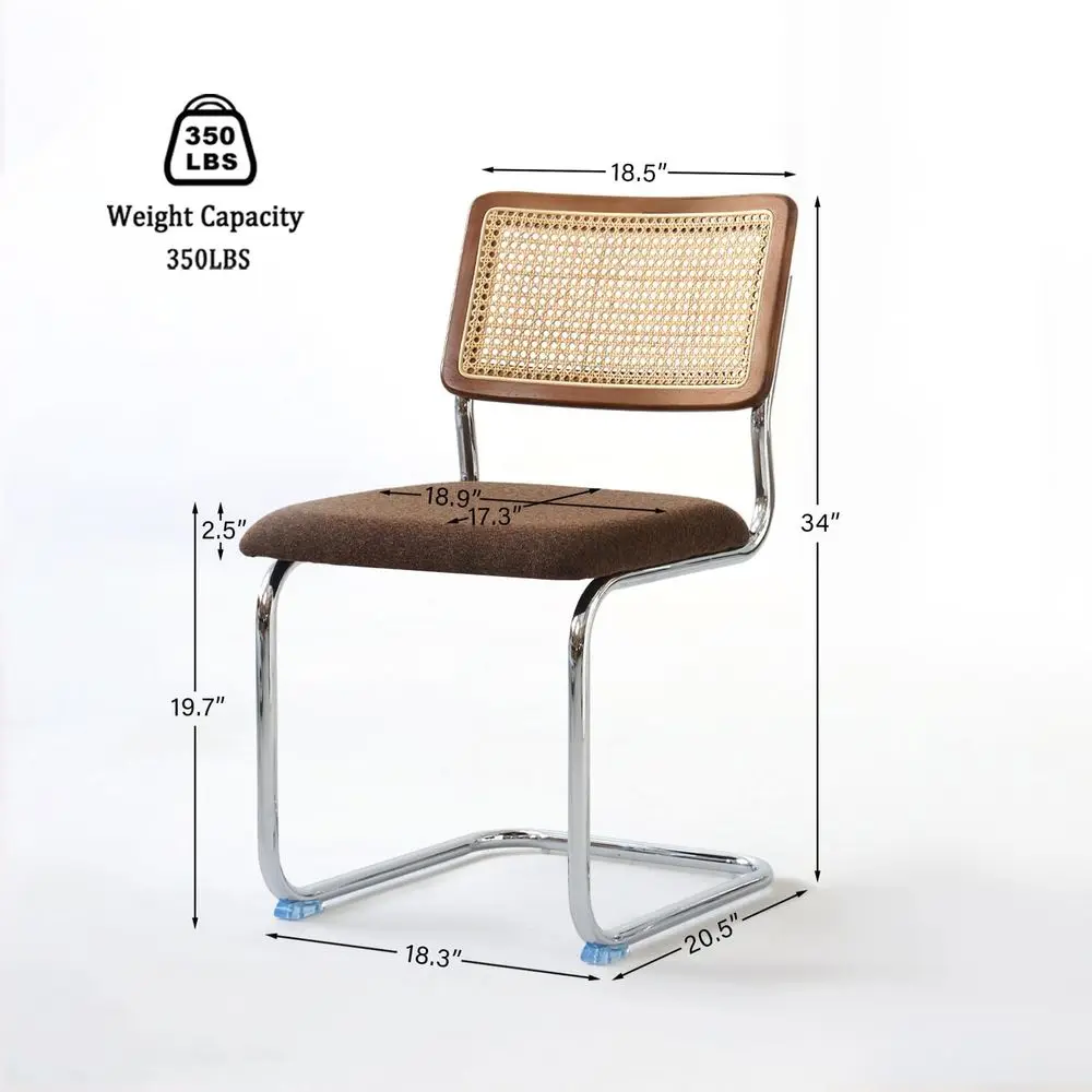 

Brown Rattan Dining Chairs Set of 2, Wooden Mid Century Modern Dining Room Chairs, Mesh Back Cane Kitchen Chair, Cesca Design C