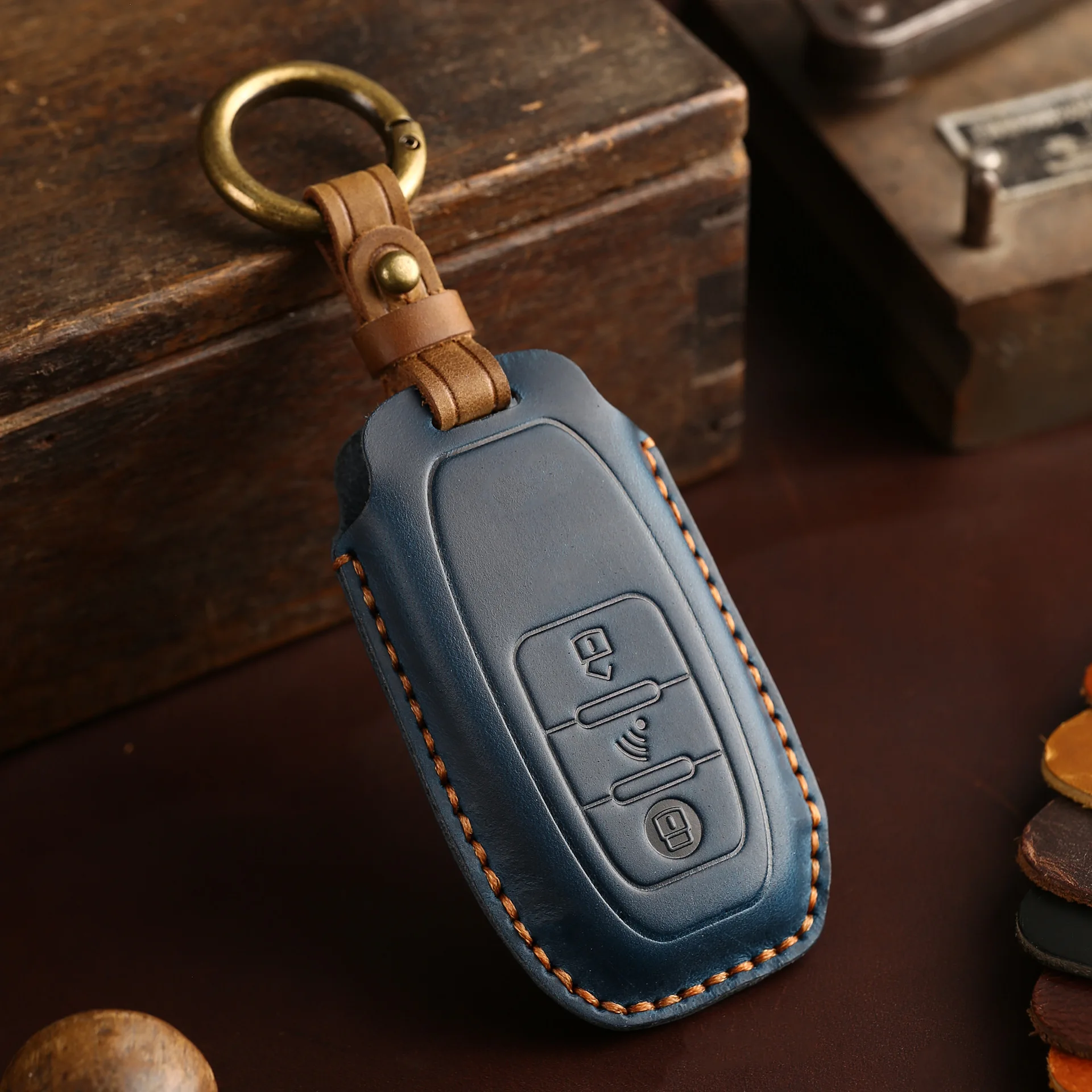 

Leather Motorcycle Remote Key Cover Case Holder Shell Bag Fob Keyhain Keyring For Kymco Racing CT250 S400 CT300 Accessories
