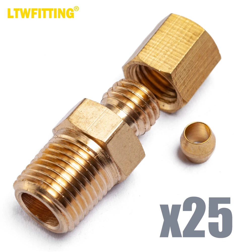 

LTWFITTING Brass 1/8-Inch OD x 1/8-Inch Male NPT Compression Connector Fitting(Pack of 25)