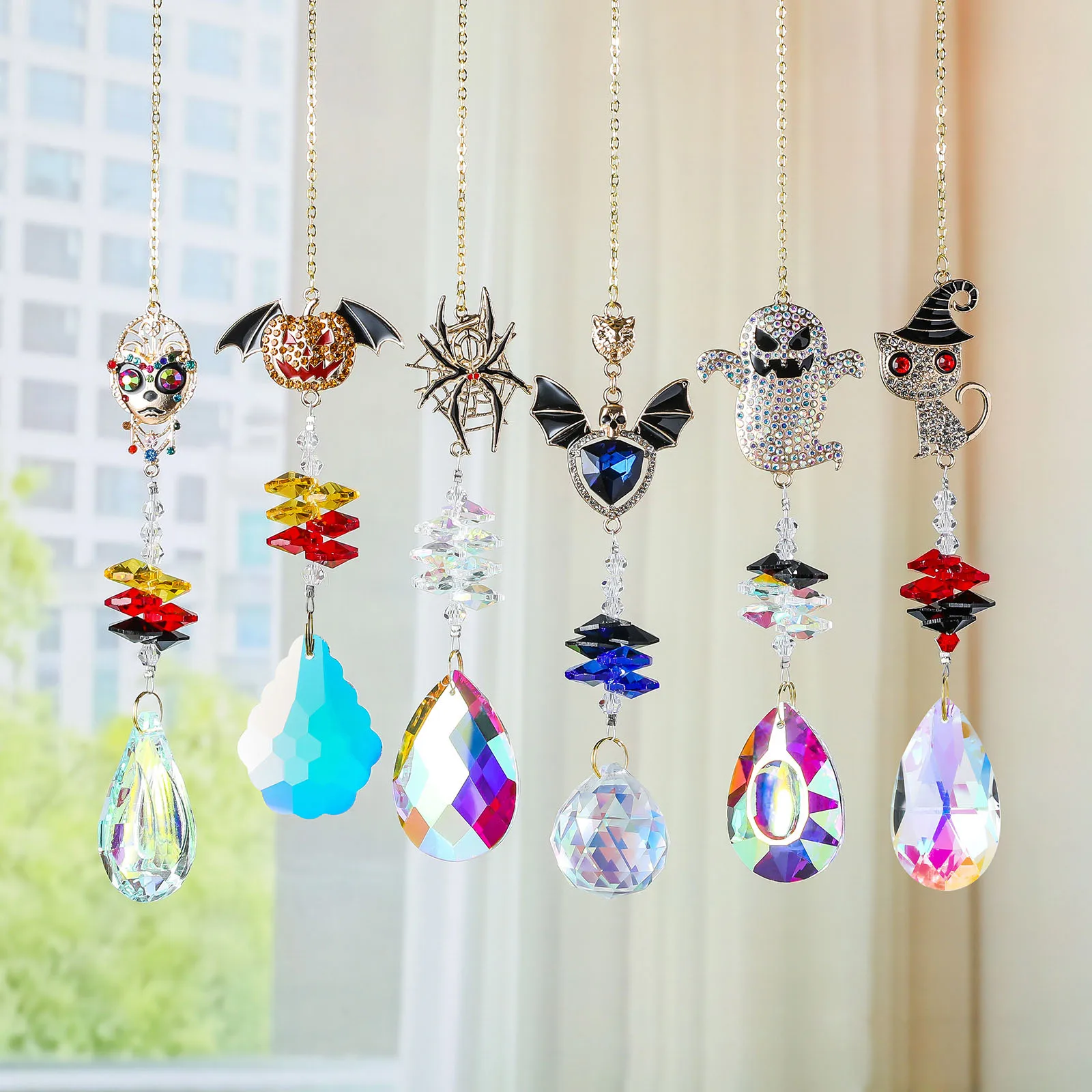 Rainbow Suncatcher Colorful Diamond Sun Catcher Gift Halloween Prism Rhinestone Rainbow Maker Window Hanging Garden Decor