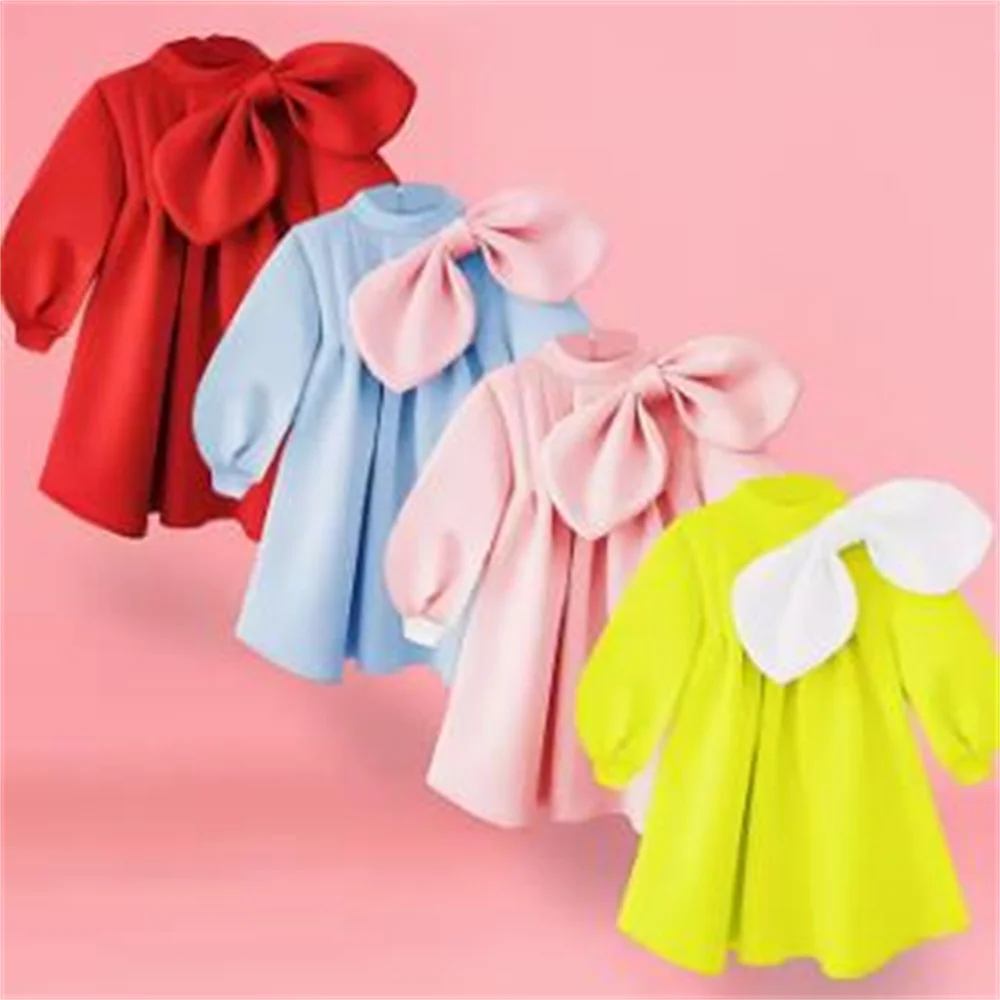 

Baby Fashion Space cotton Princess Dress Autumn/Winter Bubble Long sleeved Bow Dress Fashion Baby Girl Birthday Dress