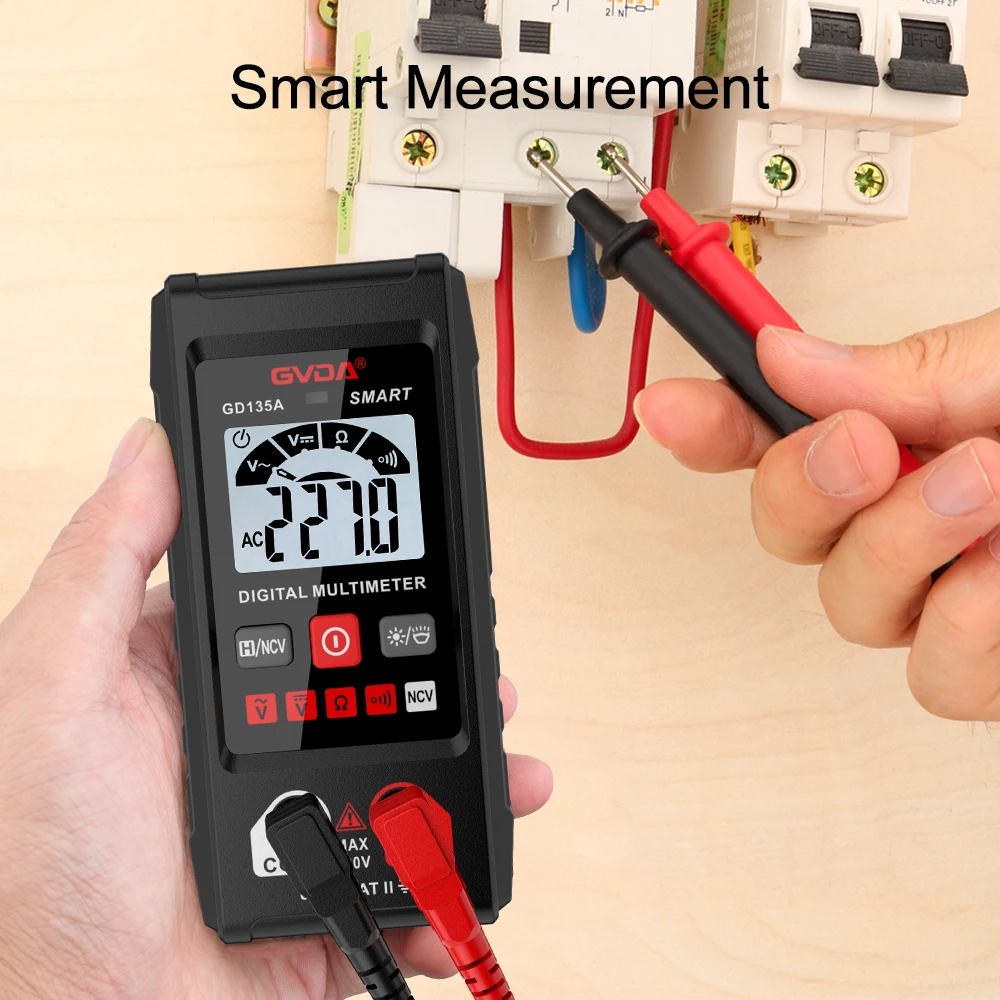 GVDA Digital Multimeter Auto Range DMM Voltmeter True RMS AC DC NCV Ohm Voltage Meter Smart Multi-meter 4000 Counts Multimeter