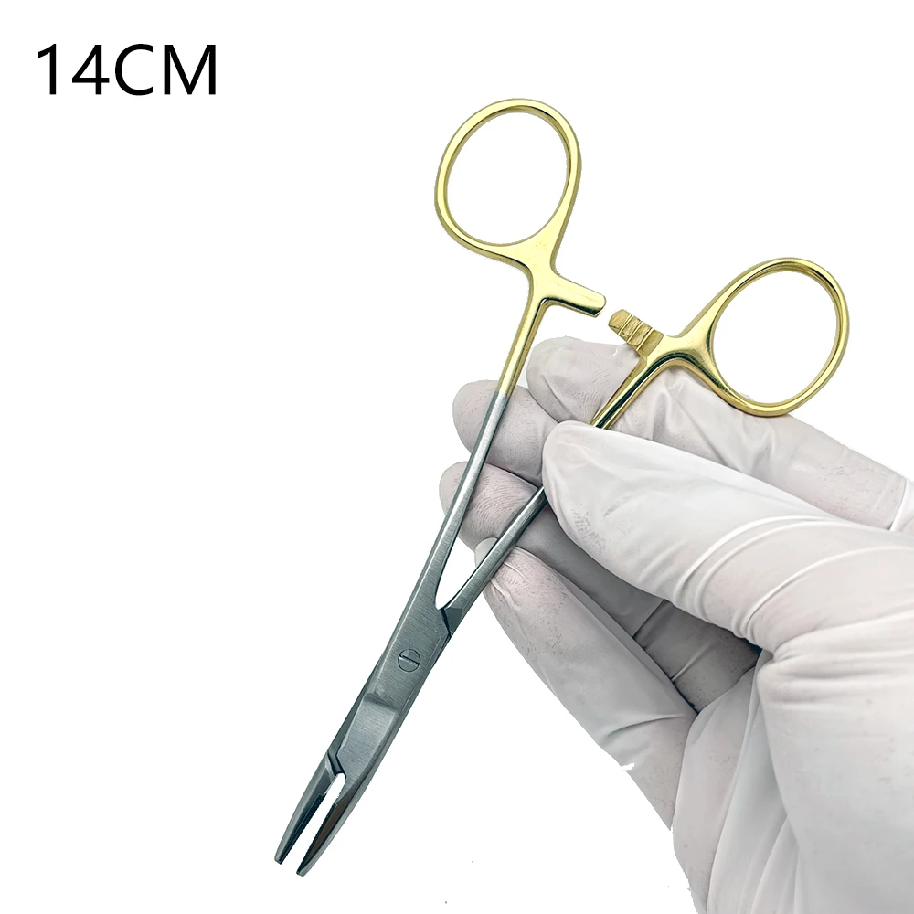 Dental Tools Needle holder with scissors multifunctional Needle Holder Insert with Scissors Gold Handle