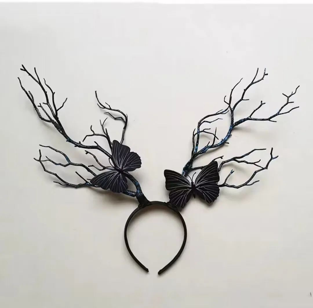 

Обруч для волос в виде оленьих рогов/рогов северного оленя, имитация ветки дерева, женский головной убор для Хэллоуина, Рождества, косплея