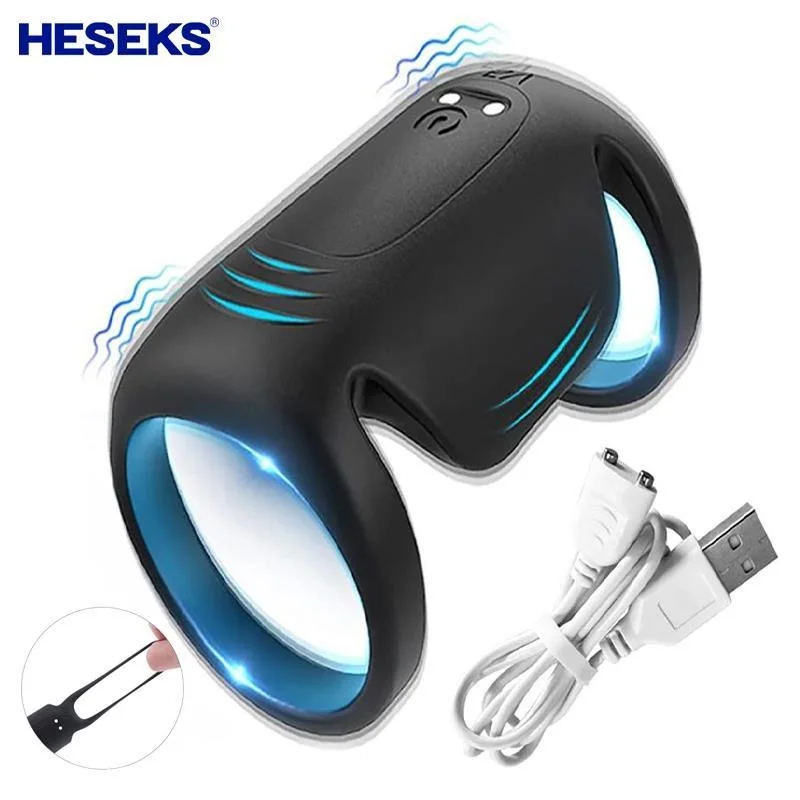 HESEKS Male Multi-Wearable Vibrating Cock Ring Penis Ring Vibrator Silicone Sleeve Ring Delay Ejaculation Sex Toys For Men