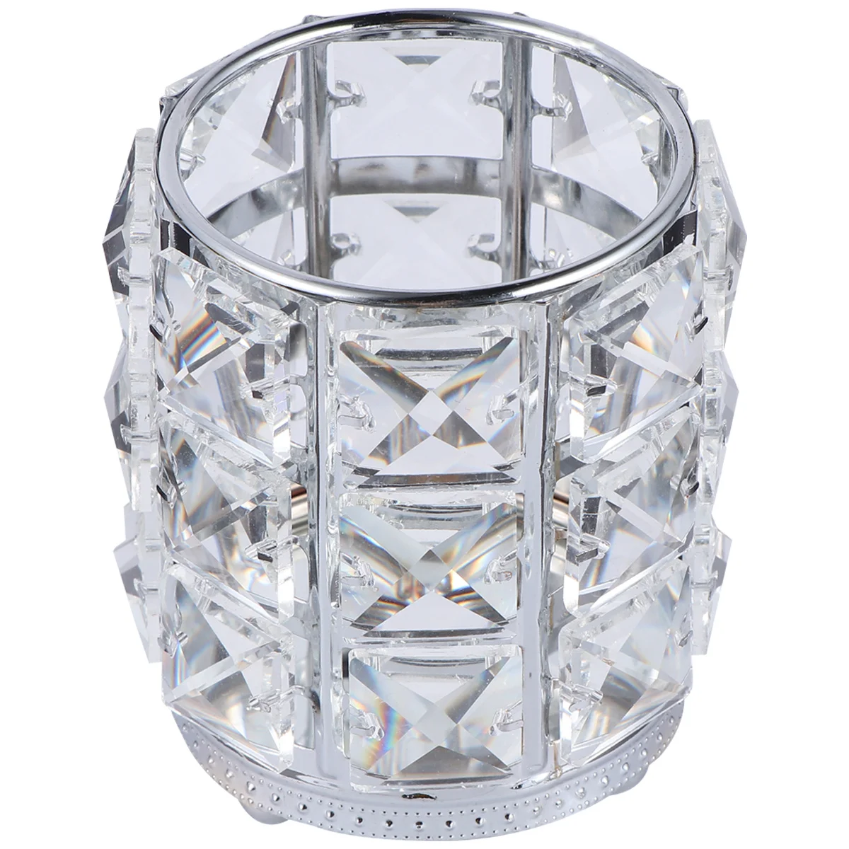 

Retro Crystal Makeup Organizer Brush Set Container Clear and Durable for Long-Lasting Use Silver Makeup Organizer