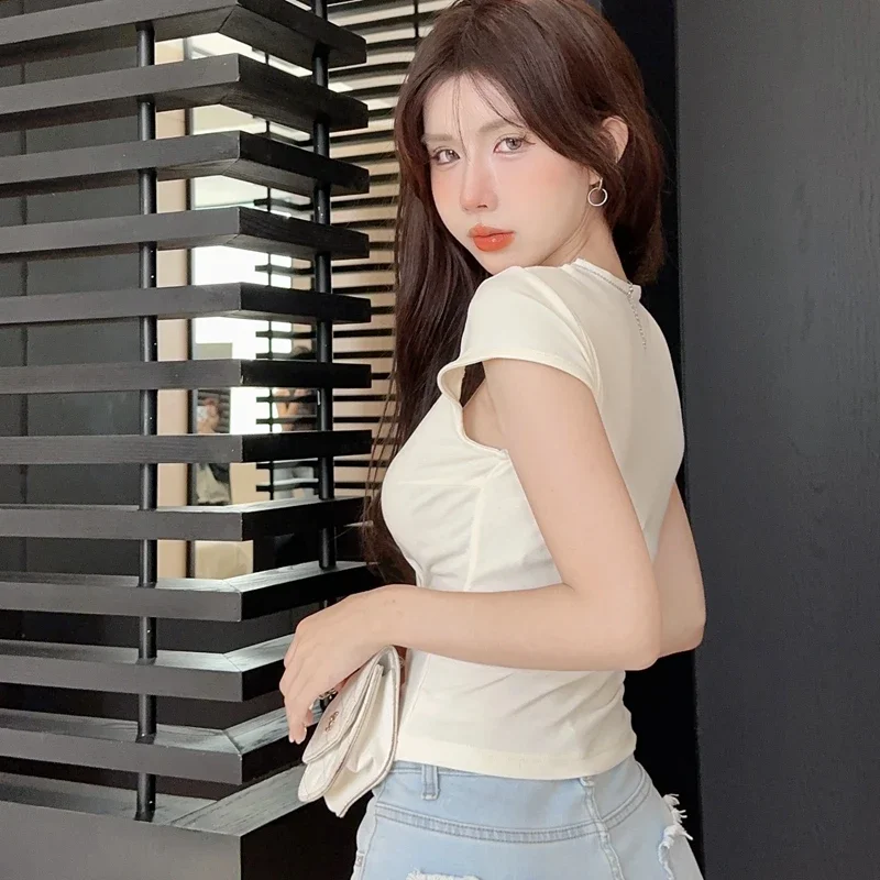 Summer Lace Up Womens Tops and Blouses 2024 Korean Fashion Casual Sexy Blusas Mujer Slim Casual Ins Y2k Corset Crop Top Clothes