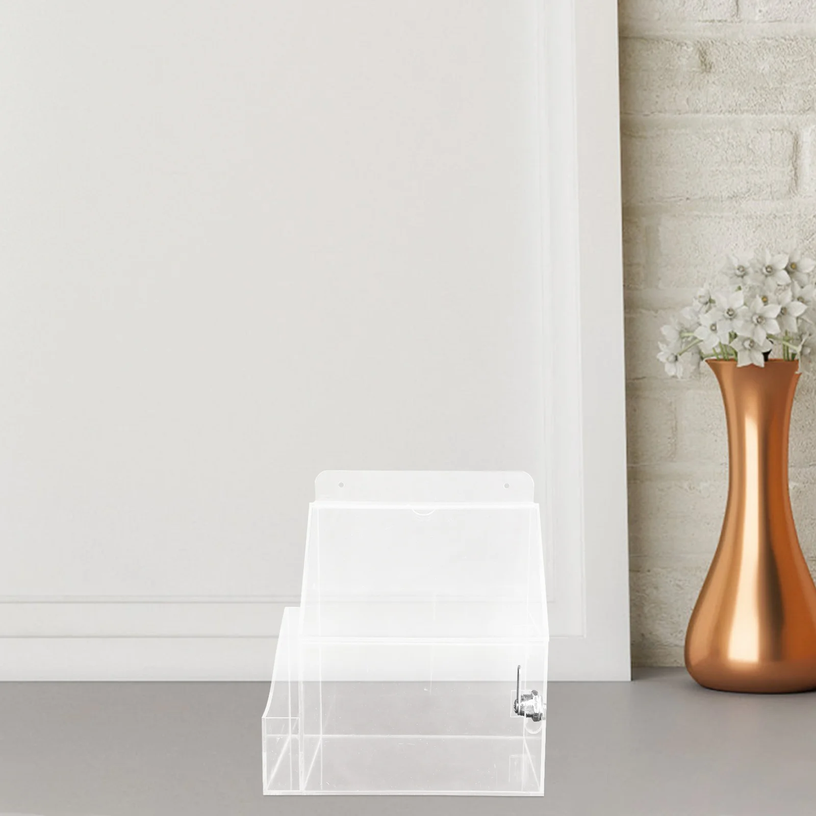 

Transparent Acrylic Raffle Ticket Box Secure Storage Office Event Fundraising Feedback Collection Modern Design