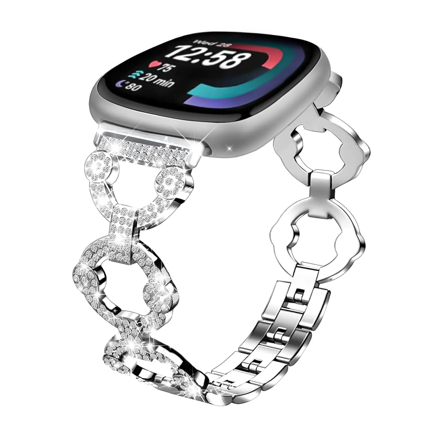 Metal Bling Bracelet For Fitbit Versa 4 Sense 2 Band Watch Strap Replacement Bling Watchband For Fitbit Versa 3 Sense Wristband