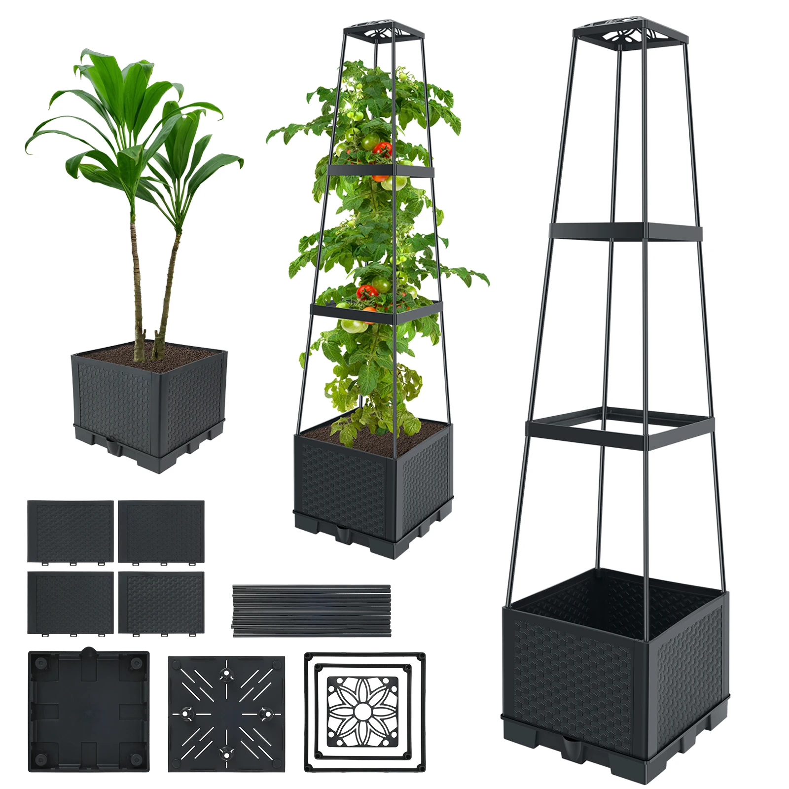 Climbing Plant Pot Support Frame Raised Garden Bed With Lattice Removable Planting Lattice Box Garden Vegetable Planting