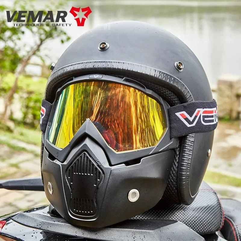 Motorcycle Goggles with Ventilation Openings Detachable UV Protection Ski Bike Goggles Exposed Face Windproof Face Mask