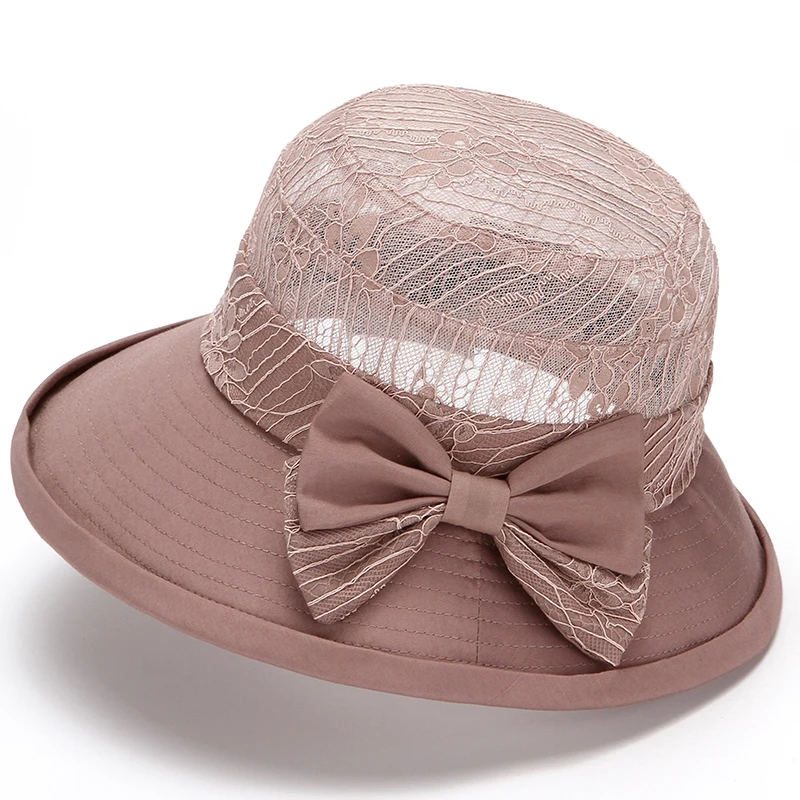 Elegant Middle-aged Women's Hat Thin Section Big Eaves Basin Hats Spring and Summer Old Fisherman Cap Shade Breathable Cool Caps