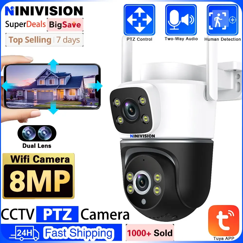 

Smart Life 8MP WiFi Two Way Audio Security IP Camera Tuya Auto Tracking Smart Home PTZ Outdoor Home Wireless Surveillance CCTV