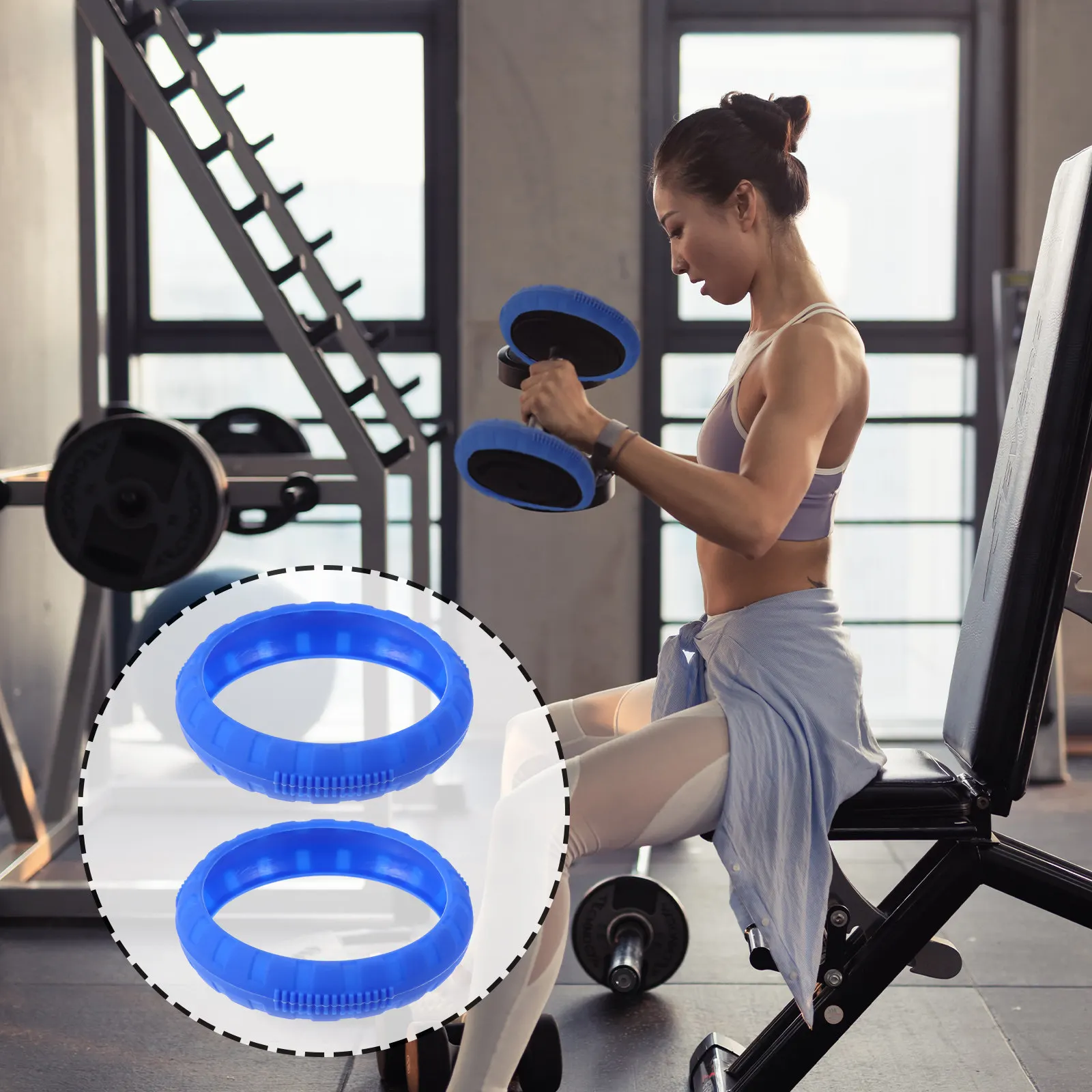 2 PCS Barbell Bench Grips Silicone Dumbbell Cover Weight Protective for Anti-skid - view 3