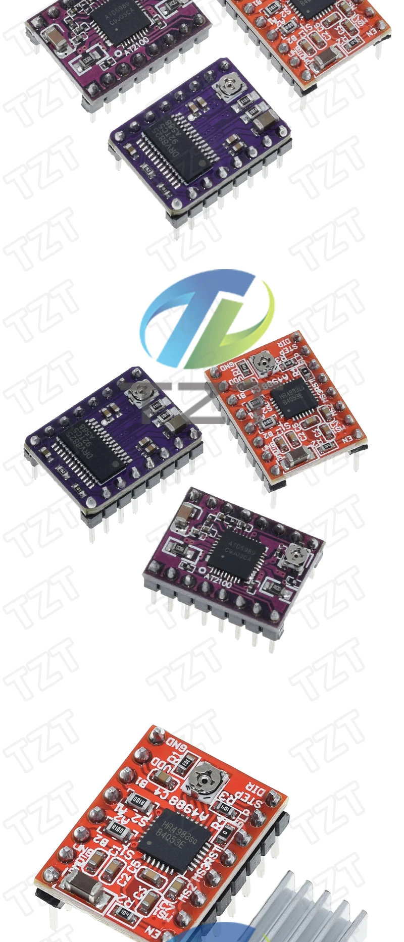 TZT 1/3PCS 3D-Druckerteile StepStick A4988 DRV8825 AT2100 Schrittmotortreiber mit Kühlkörper Carrier Reprap RAMPS 1.4 – Detail 7