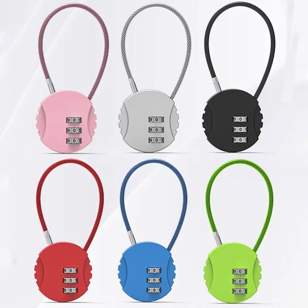 NEW Zinc Alloy Wire Rope Password Lock Cookie Shape Anti-theft Anti-Theft Locks Round 3 Dial Digit Password Padlock